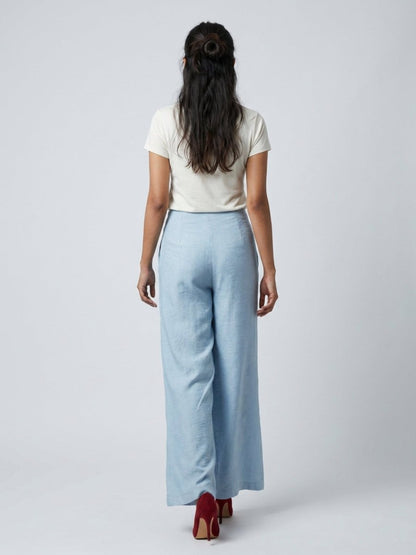 Women Black Solid Linen Blend Trouser - GAIIA