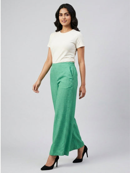 Women Black Solid Linen Blend Trouser - GAIIA