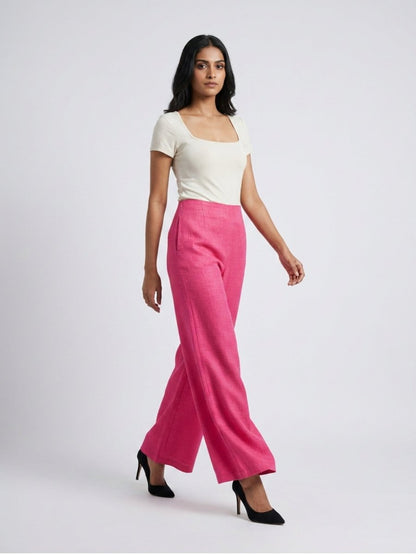 Women Black Solid Linen Blend Trouser - GAIIA