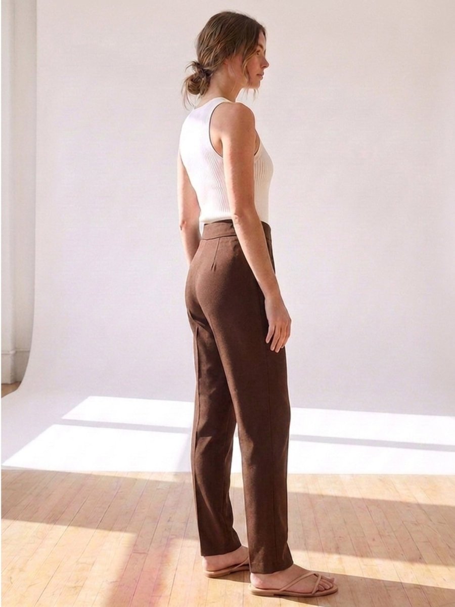 Women Solid Cotton Blend Narrow Fit Trouser - GAIIA