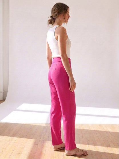 Women Solid Cotton Blend Narrow Fit Trouser - GAIIA