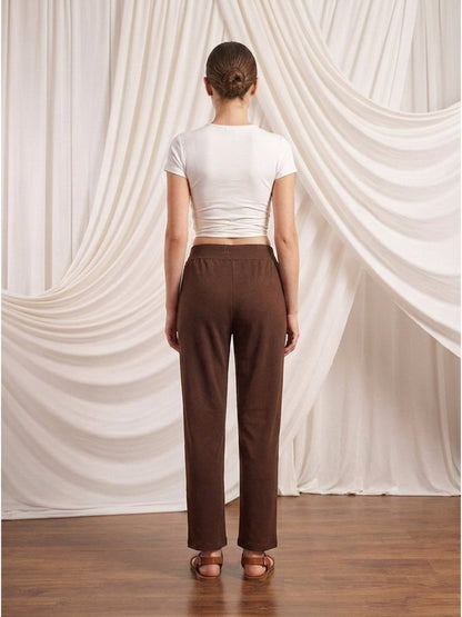 Women Solid Cotton Blend Narrow Fit Trouser - GAIIA
