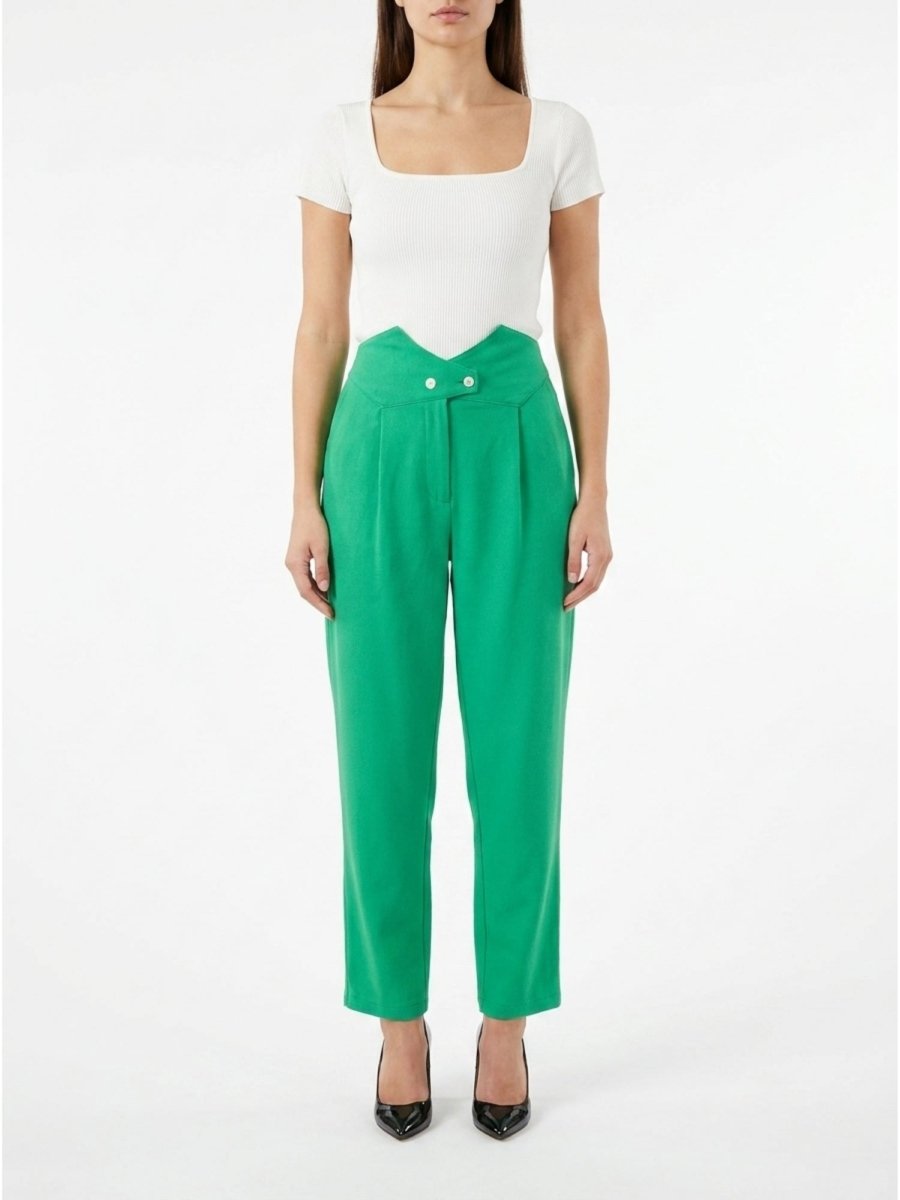 Women Solid Cotton Blend Narrow Fit Trouser - GAIIA