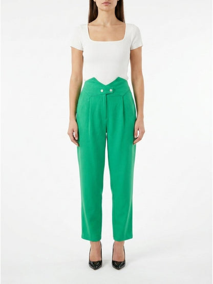 Women Solid Cotton Blend Narrow Fit Trouser - GAIIA