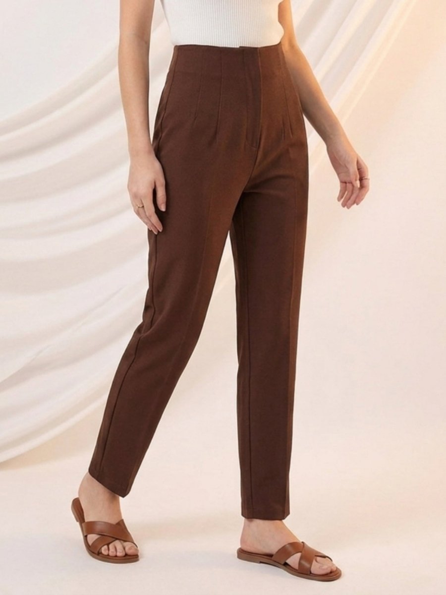 Women Solid Cotton Blend Narrow Fit Trouser - GAIIA