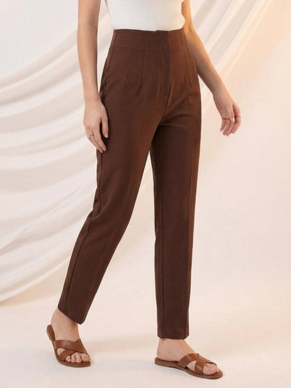 Women Solid Cotton Blend Narrow Fit Trouser - GAIIA