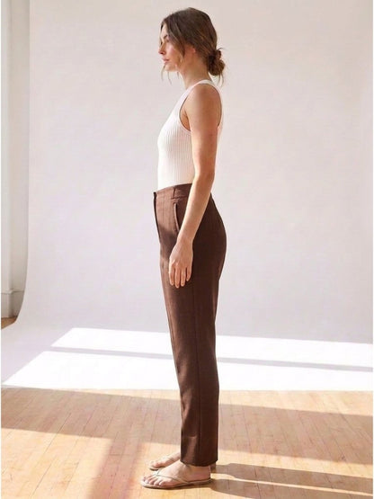 Women Solid Cotton Blend Narrow Fit Trouser - GAIIA