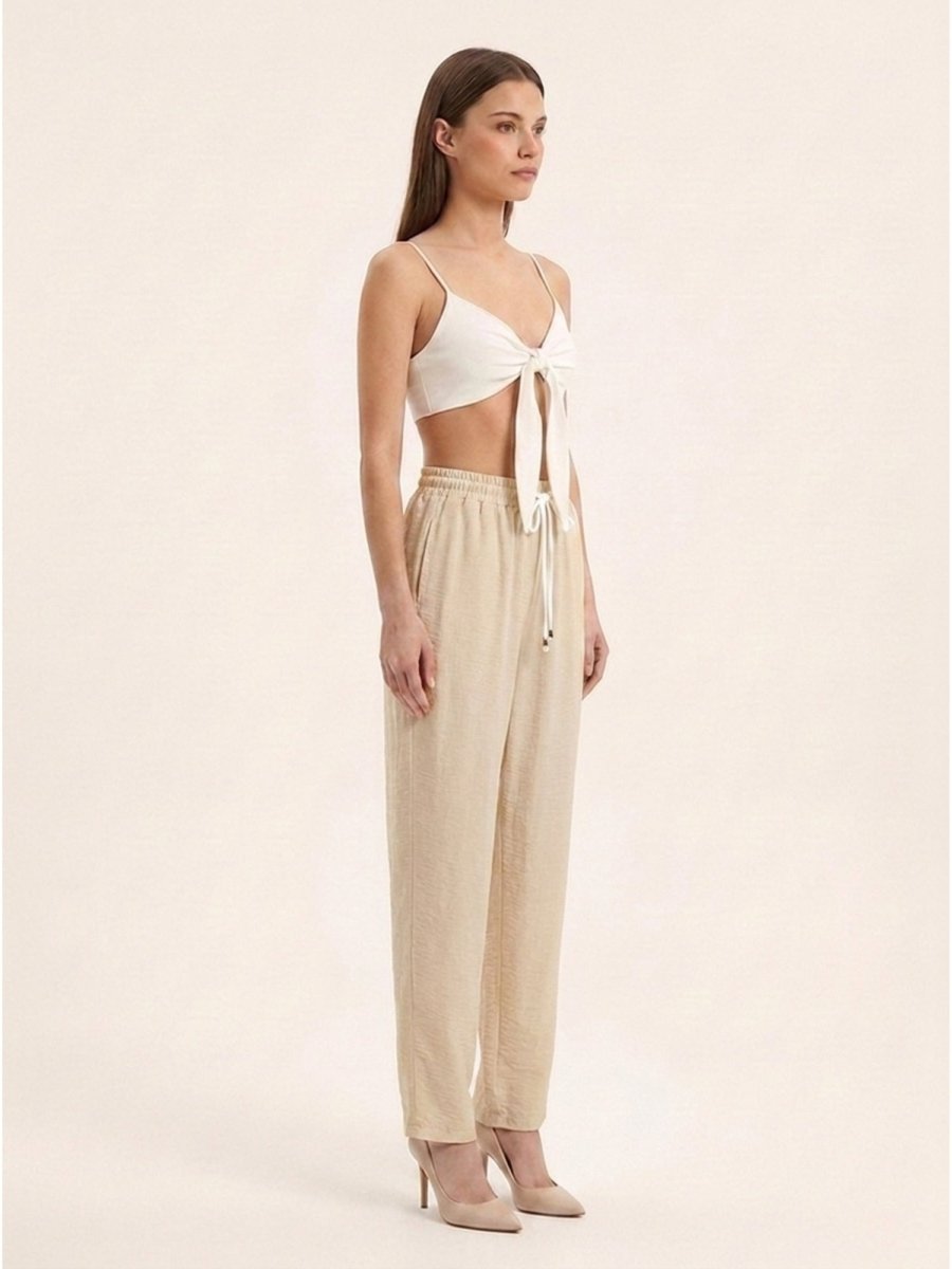 Women Solid Linen Blend Regular Fit Trouser - GAIIA