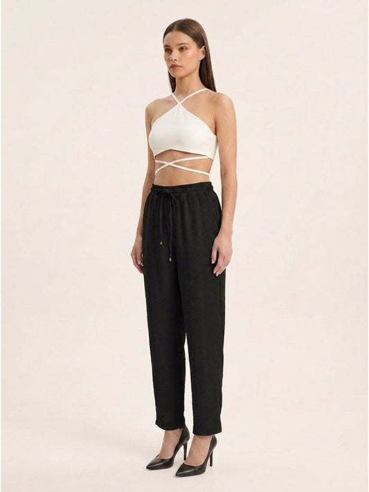Women Solid Linen Blend Regular Fit Trouser - GAIIA