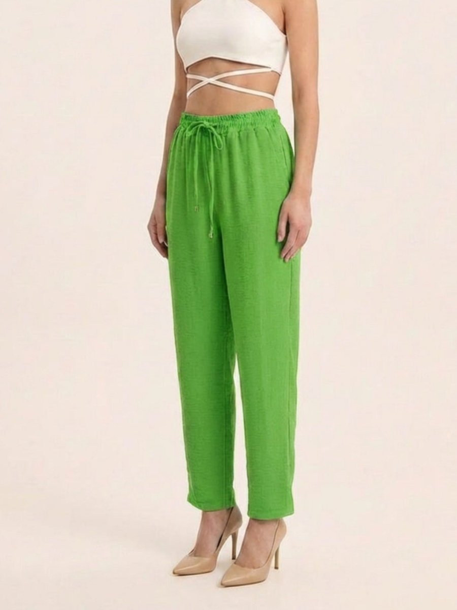 Women Solid Linen Blend Regular Fit Trouser - GAIIA