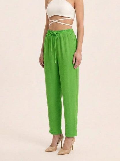 Women Solid Linen Blend Regular Fit Trouser - GAIIA