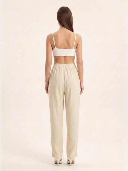 Women Solid Linen Blend Regular Fit Trouser - GAIIA