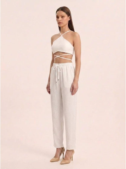 Women Solid Linen Blend Regular Fit Trouser - GAIIA