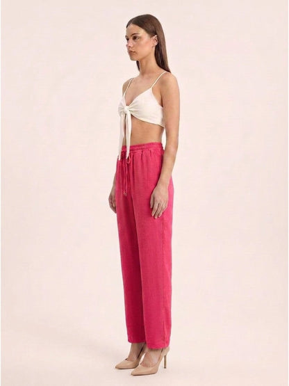 Women Solid Linen Blend Regular Fit Trouser - GAIIA