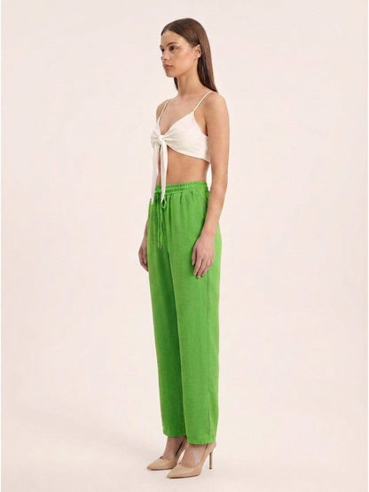 Women Solid Linen Blend Regular Fit Trouser - GAIIA