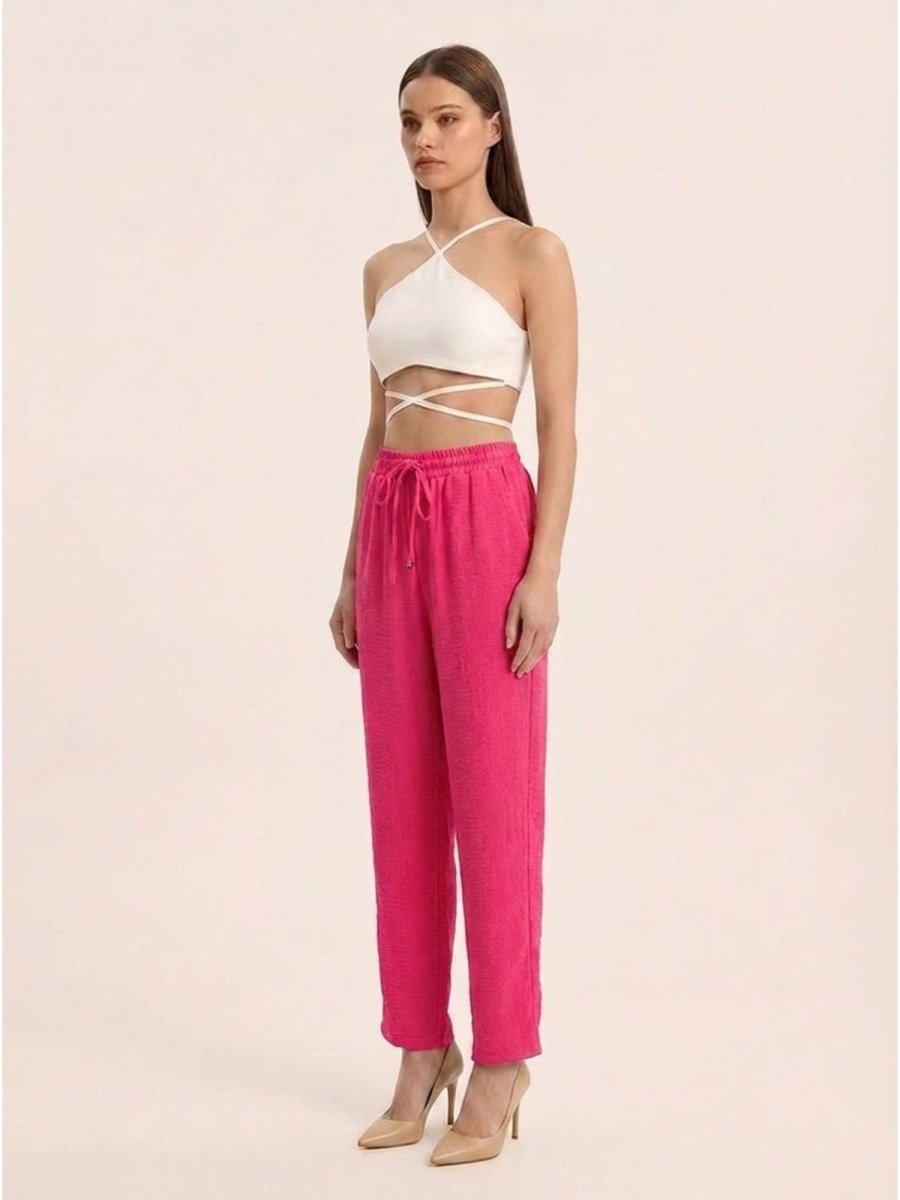 Women Solid Linen Blend Regular Fit Trouser - GAIIA