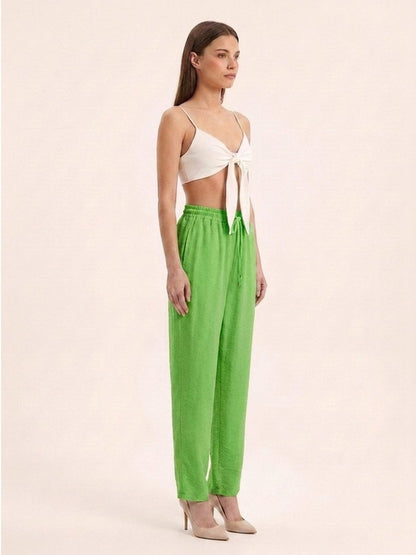 Women Solid Linen Blend Regular Fit Trouser - GAIIA