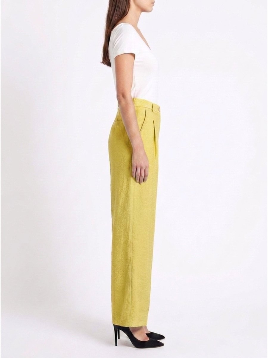 Women Solid Linen Blend Straight Fit Trouser - GAIIA