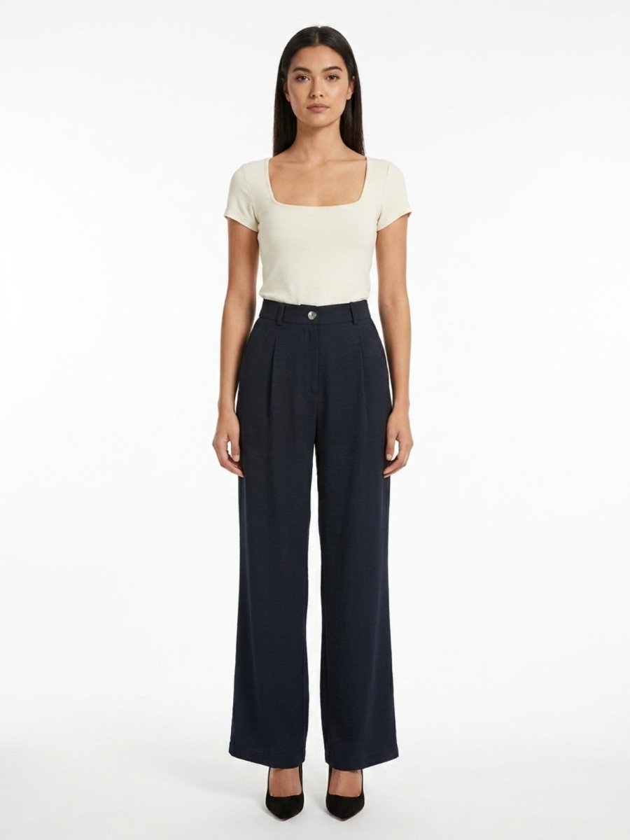 Women Solid Linen Blend Straight Fit Trouser - GAIIA