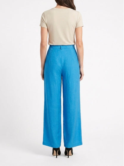 Women Solid Linen Blend Straight Fit Trouser - GAIIA