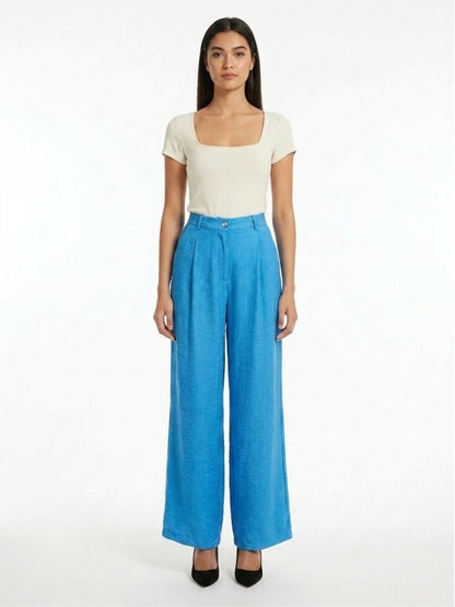 Women Solid Linen Blend Straight Fit Trouser - GAIIA