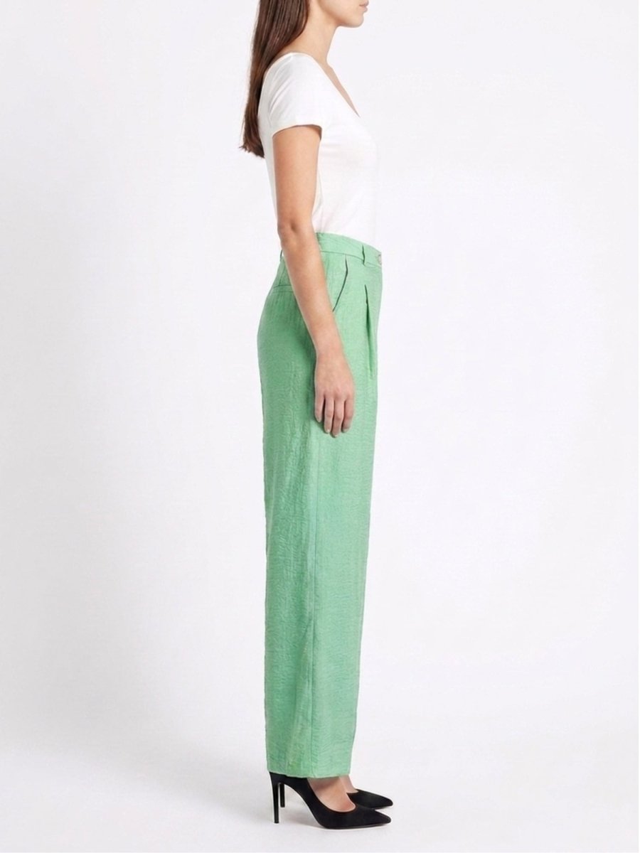 Women Solid Linen Blend Straight Fit Trouser - GAIIA