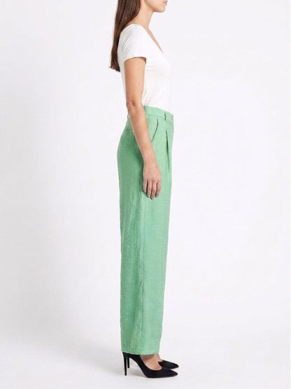 Women Solid Linen Blend Straight Fit Trouser - GAIIA