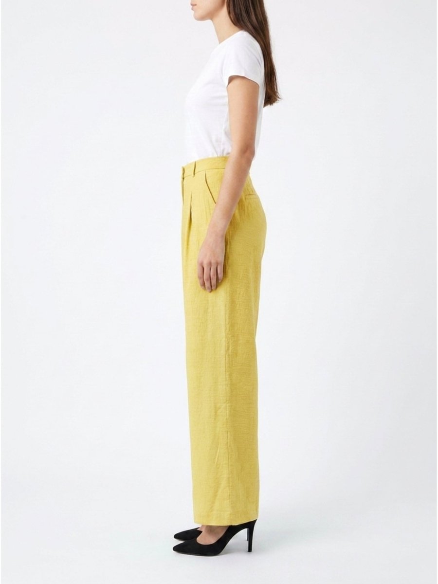 Women Solid Linen Blend Straight Fit Trouser - GAIIA