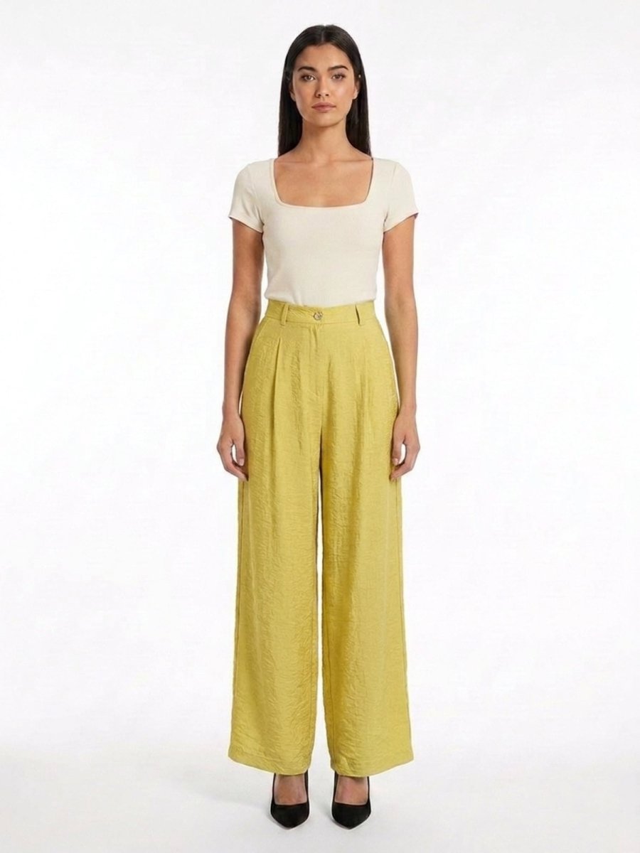 Women Solid Linen Blend Straight Fit Trouser - GAIIA
