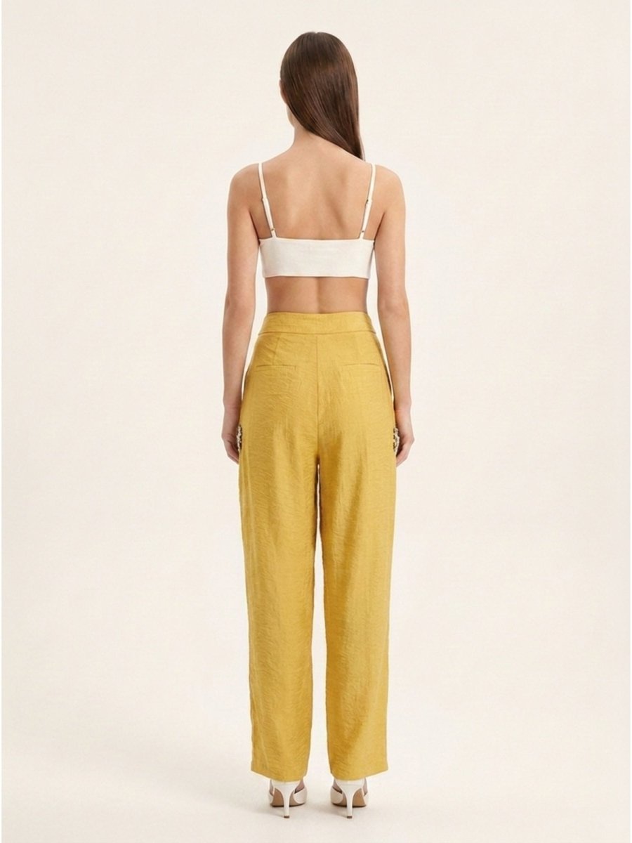 Women Solid Linen Blend Trouser - GAIIA