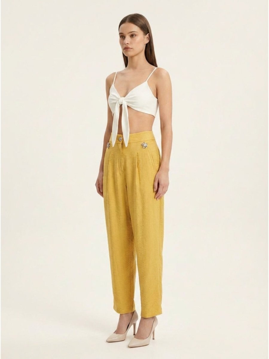 Women Solid Linen Blend Trouser - GAIIA