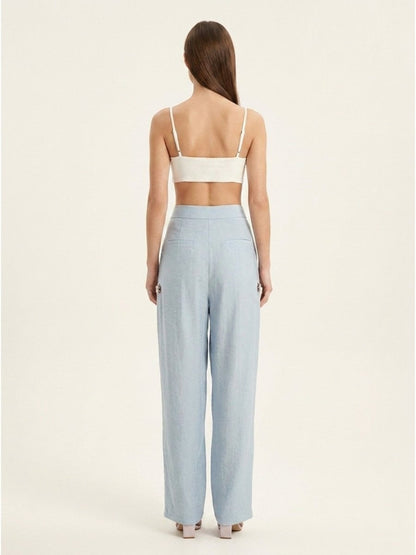 Women Solid Linen Blend Trouser - GAIIA