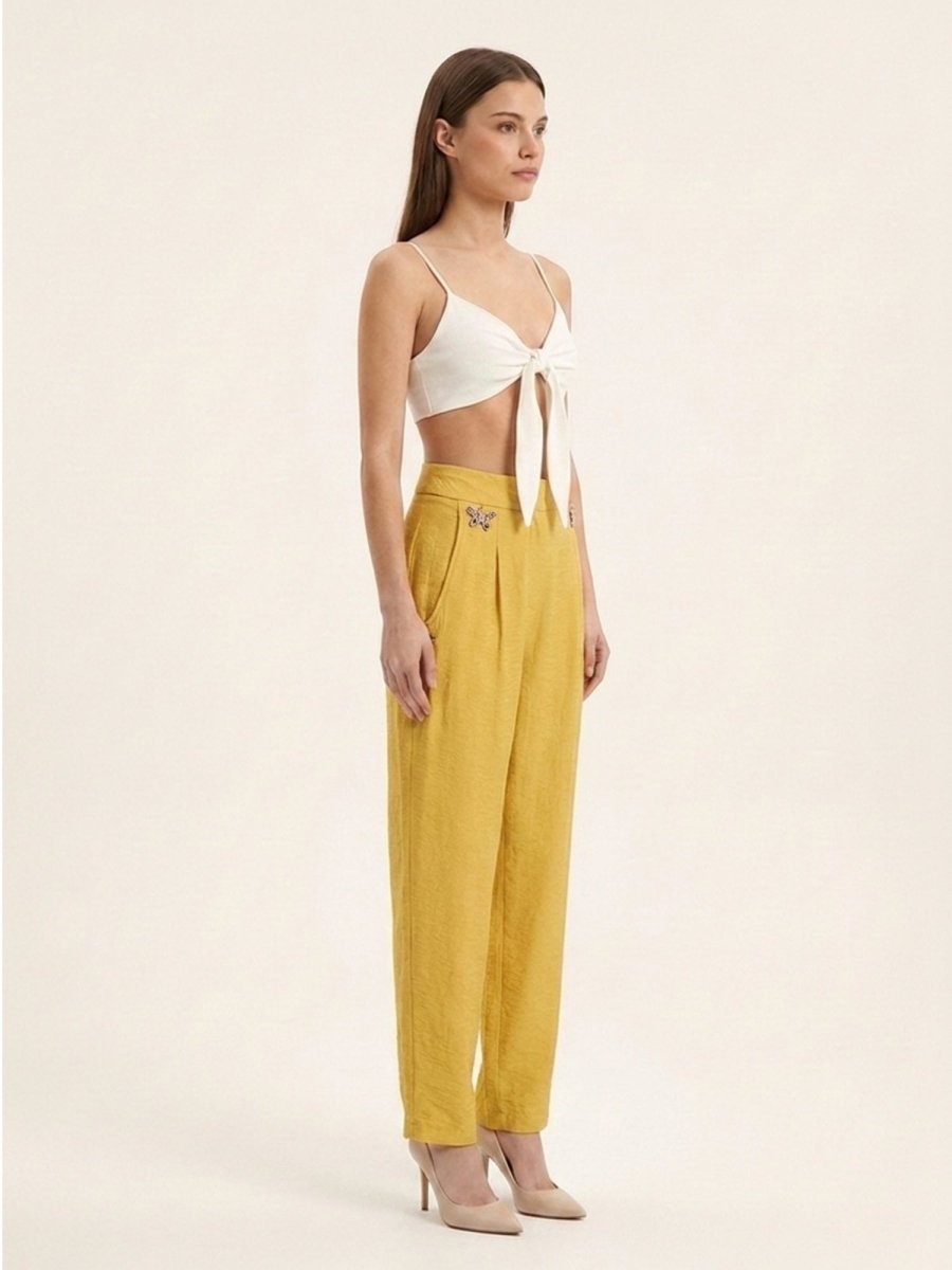 Women Solid Linen Blend Trouser - GAIIA