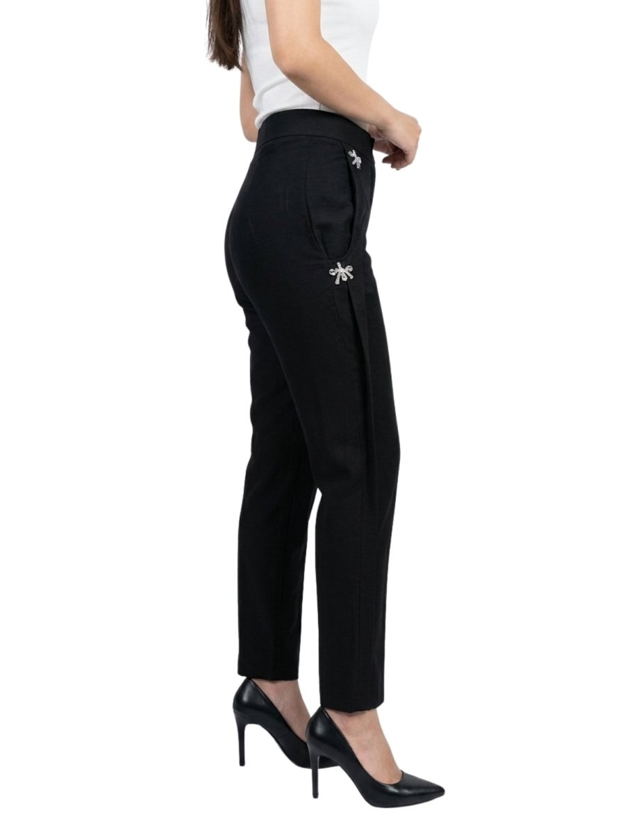 Women Solid Linen Blend Trouser - GAIIA