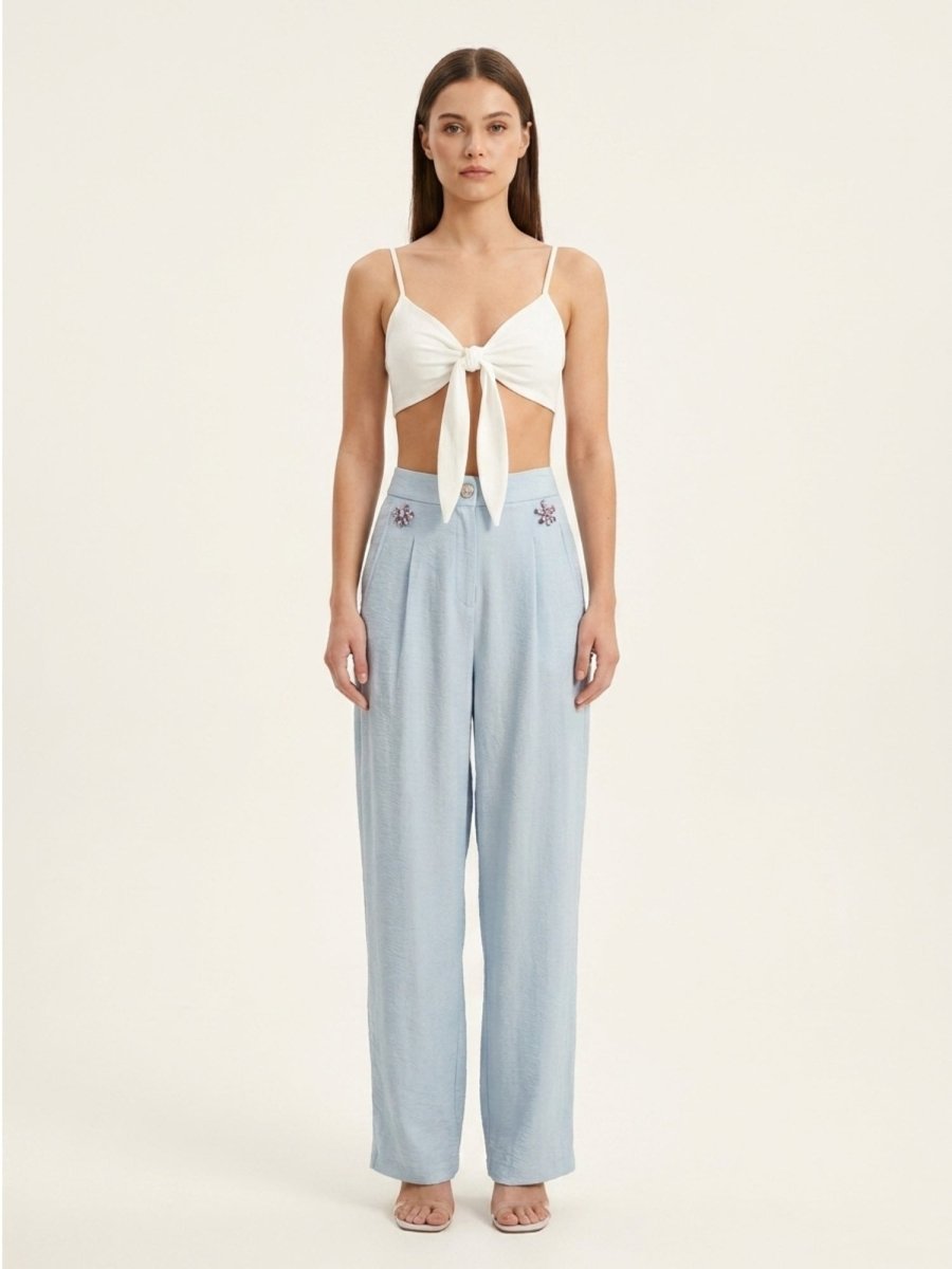 Women Solid Linen Blend Trouser - GAIIA