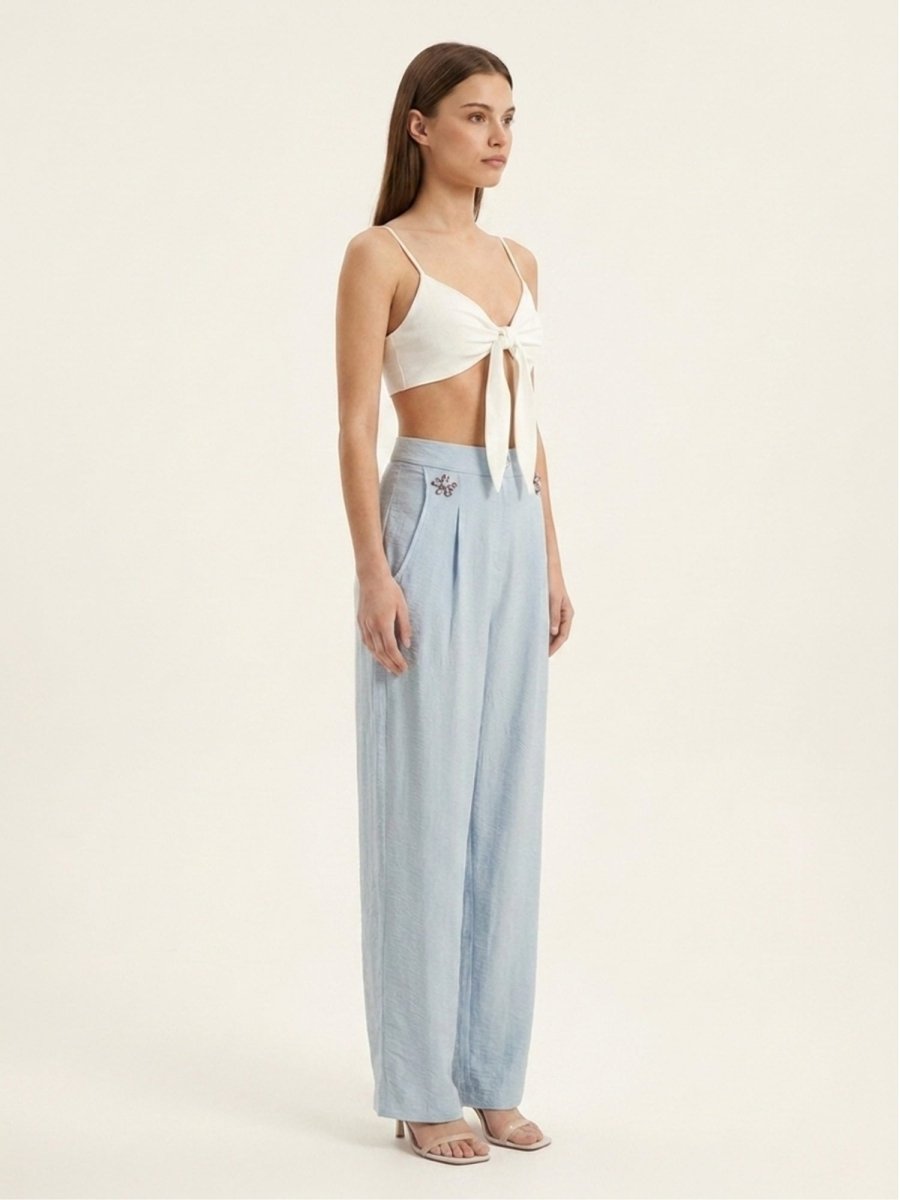 Women Solid Linen Blend Trouser - GAIIA