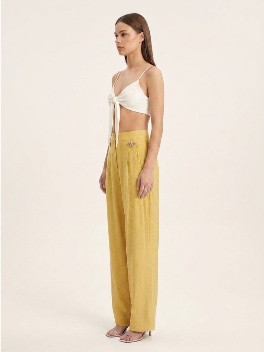 Women Solid Linen Blend Trouser - GAIIA