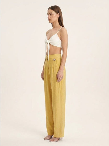 Women Solid Linen Blend Trouser - GAIIA