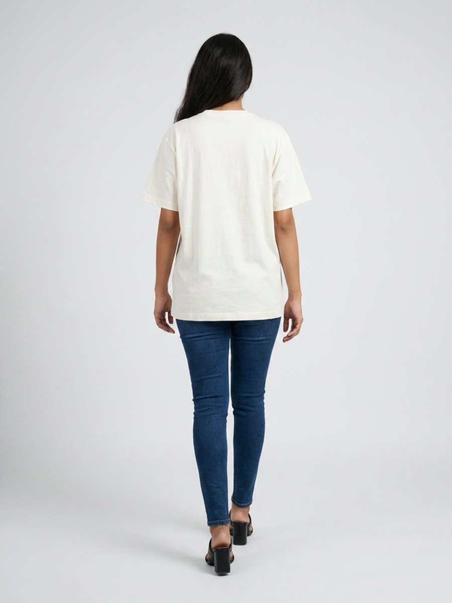 Women White With Multi Butter Fly Embellished Tshirt - GAIIA