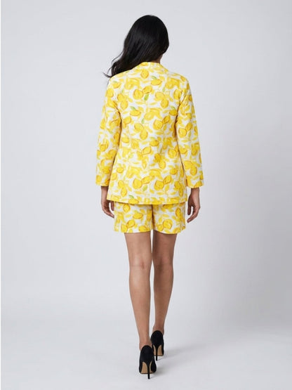 Yellow Cotton Floral Printed 3 - Piece Co - Ord Set - GAIIA