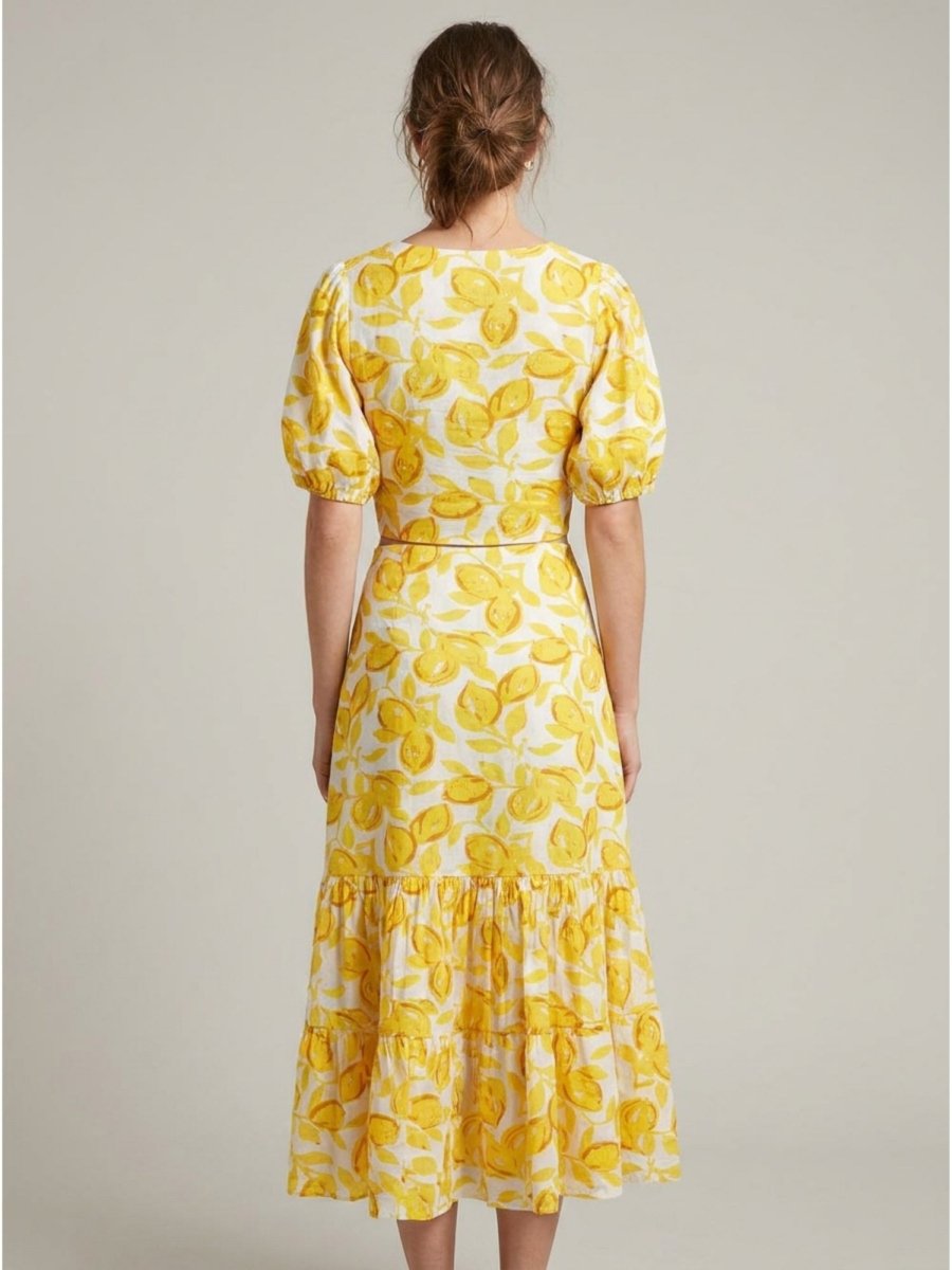 Yellow Floral Printed Cotton Co - Ord Set - GAIIA